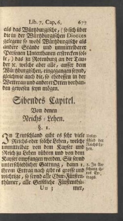 Sibendes Capitel. Von denen Reichs-Lehen