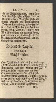 Sibendes Capitel. Von denen Reichs-Lehen