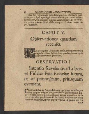 Caput V. Observationes quasdam recenset.