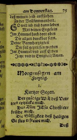 Morgensegen am Freytag.
