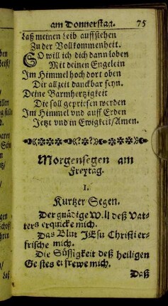 Morgensegen am Freytag.