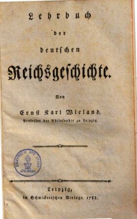 Lehrbuch der deutschen Reichsgeschichte