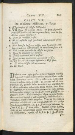 Caput VIII. De missione Militum, et Pace.