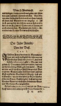 Der Achte Artickel/ Von der Buß.