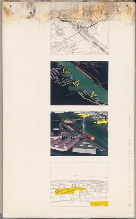 Wohnen im Grünen auf dem ehem. Potsdamer Güterbahnhof, Berlin Schinkelwettbewerb 1990: Perspektivische Ansichten