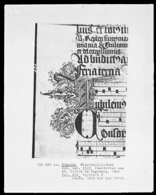 Psalterium aus Sankt Ulrich in Augsburg — Initiale J, Folio 42 verso