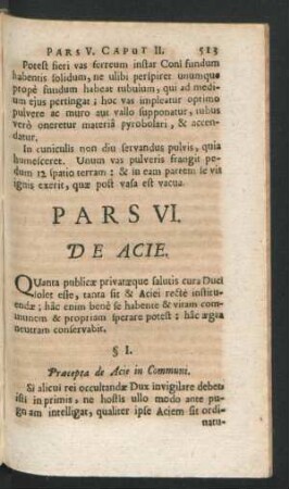 Pars VI. De Acie.