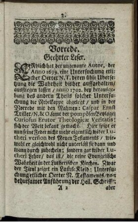 Vorrede. Geehrter Leser.