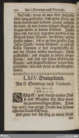 LXIV. Evangelium. Am II. Sonntage nach Trinitatis