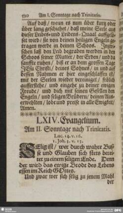 LXIV. Evangelium. Am II. Sonntage nach Trinitatis