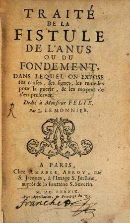 Traité de la fistule de l'anus