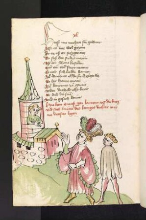 Eneas grüßt Lavine auf Burg Laurente