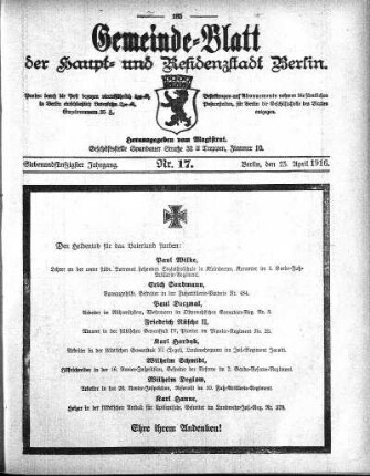 1916,17: Nr. 17, 23. April 1916