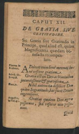 Caput XII. De Gratia Sive Gratitudine.