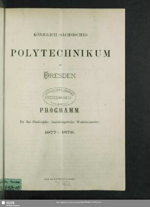 1877/78: Programm : für das Studienjahr ...