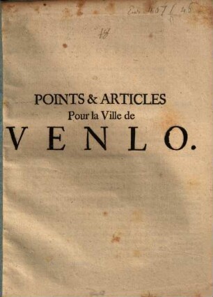 Points et Articles pour la ville de Venlo