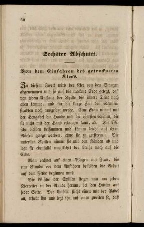 Sechster Abschnitt. Von dem Einfahren des getrockneten Klee´s.