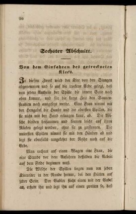Sechster Abschnitt. Von dem Einfahren des getrockneten Klee´s.