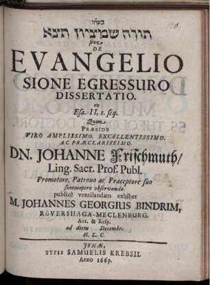 [...] sive De Evangelio Sione Egressuro Dissertatio : ex Esa. II,1. seq.