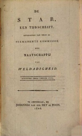 De star : een tijdschrift. 8. 1826, Stuk 2