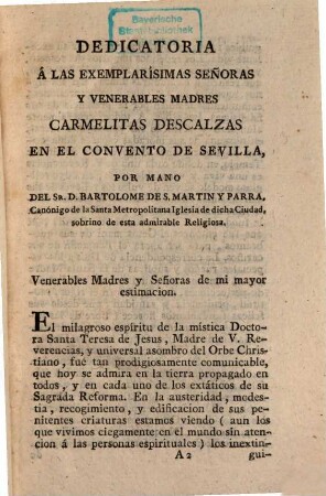 Vida Exemplar, De La Venerable Madre Gregoria Francisca De Santa Teresa, Carmelita descalza en el Convento de Sevilla : En El Siglo Doña Gragoria Francisca De La Parra Queinoge, 1