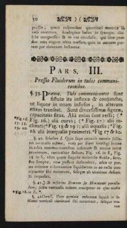 Pars III. Pressio Fluidorum in tubis communicantibus