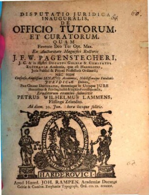 Disp. iur. inaug. de officio tutorum et curatorum