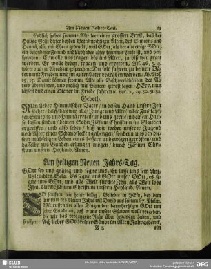 Am heiligen Neuen Jahrs-Tag