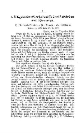 Normal-Statuten für Vereine, Hospitäler etc. : [I. Allgemeine Verhältnisse der Behörden und Beamten]