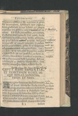 Caput Esse Sapientiae, Ut Temet Ipsum Noris, Deque Duplicae Sapientia, Falsa Et Vera