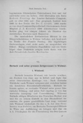 VI. Bertuch und seine grossen Zeitgenossen in Weimar.