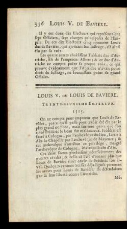 Louis V. ou Louis De Baviere. Trente-Deuxieme Empereur.