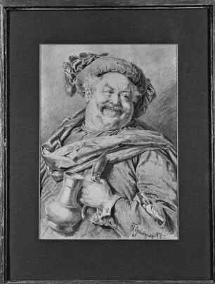 Lachender Falstaff mit Weinkanne