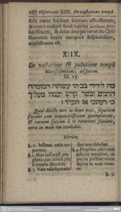 XIIX. De vastatione & pollutione templi Hierosolymitani, ad Jerem. XI. 15.
