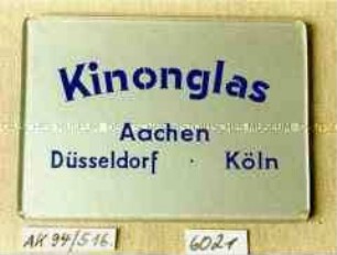 Taschenspiegel mit Werbeaufdruck "Kinonglas"