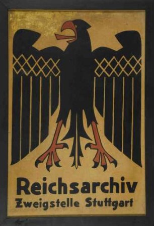 Behördenschild mit Reichsadler der Reichsarchiv-Zweigstelle Stuttgart
