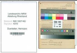 Entnazifizierung Hermann Duerselen , geb. 04.01.1868 ()