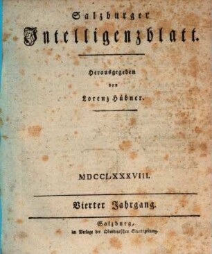 Salzburger Intelligenzblatt. 1788 = Jg. 4