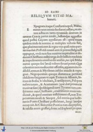 Io. Rami reliquum vitae Mahumeti.