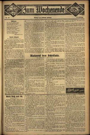 Zweite Ausgabe vom Sonntag, den 19. Februar 1933.