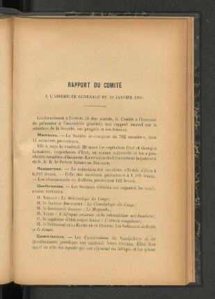 Rapport du Comite
