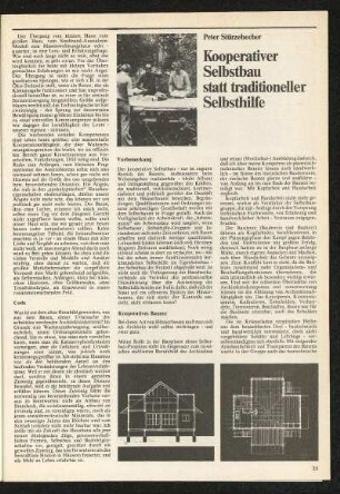 Kooperativer Selbstbau statt traditioneller Selbsthilfe