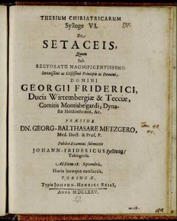 Thesium Chiriatricarum Sylloge VI. De Setaceis
