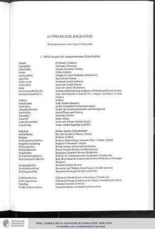 Auswahlbibliographie