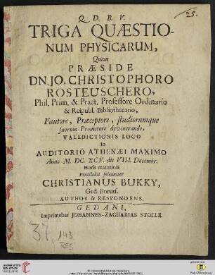Triga Quaestionum Physicarum