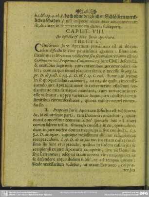 Caput VIII. De Effectu & Fine Iuris Aperturae