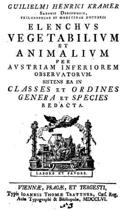 Guilielmi Henrici Kramer ... Elenchus vegetabilium et animalium per Austriam inferiorem observatorum