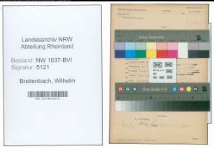 Entnazifizierung Wilhelm Breitenbach , geb. 06.09.1898 (Stadtsekretaer)