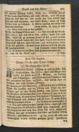 Das VII. Capitel. Creutz, Noth- und Trost-Lieder.