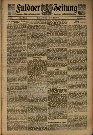 Erste Ausgabe vom Montag, den 17. Juli 1911.